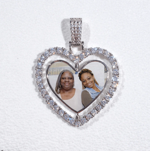3D Spinning 2-Faced Heart Custom Picture Pendant