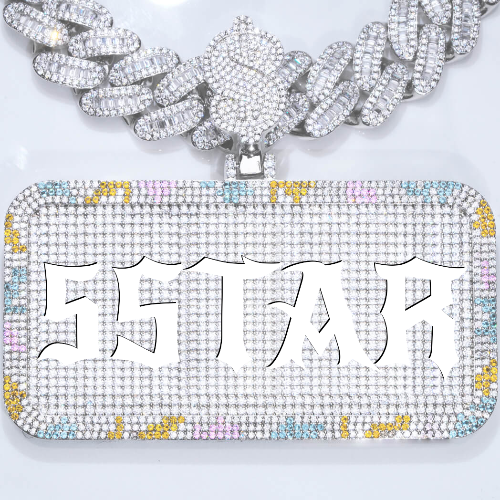 CUSTOM LETTER NECKLACE 3D COLORFUL SQUARE
