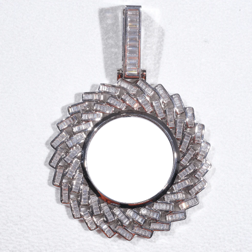 Large 3D Baguette Custom Picture Pendant