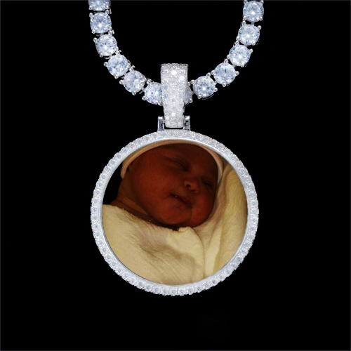 925S & VVS Moissanite 3D Circle Custom Picture Pendant