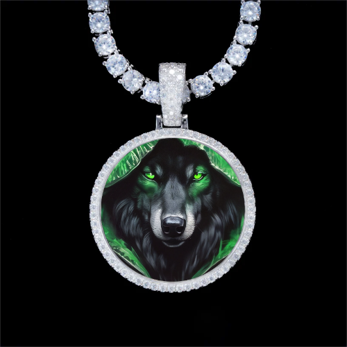 925S & VVS Moissanite 3D Circle Custom Picture Pendant