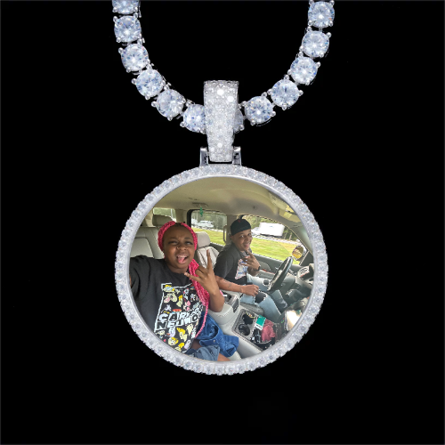 925S & VVS Moissanite 3D Circle Custom Picture Pendant