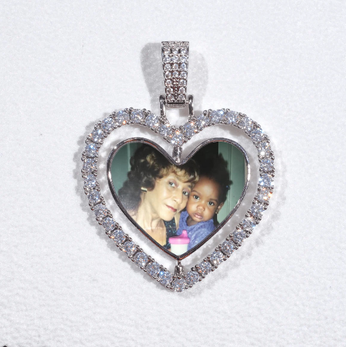 3D Spinning 2-Faced Heart Custom Picture Pendant