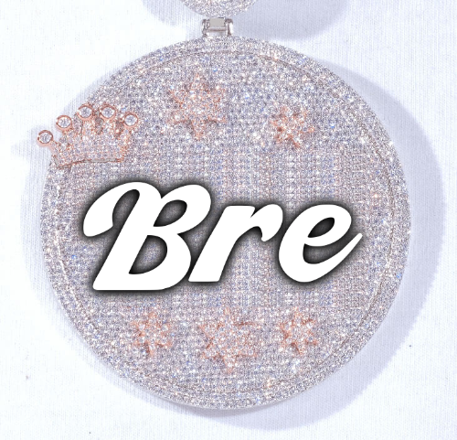 CUSTOM LETTER NECKLACE 3D BIG CROWN DISC