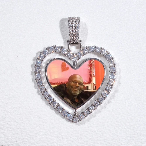 3D Spinning 2-Faced Heart Custom Picture Pendant