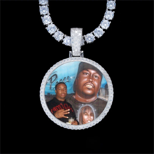 925S & VVS Moissanite 3D Circle Custom Picture Pendant