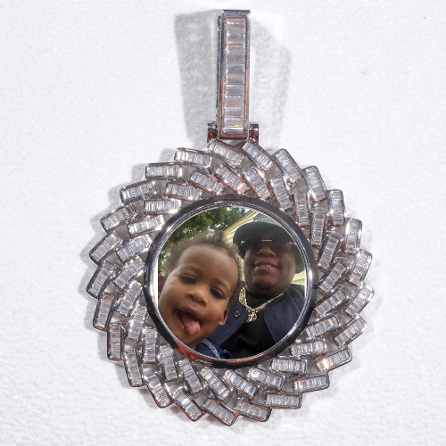 Large 3D Baguette Custom Picture Pendant