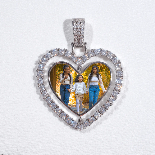 3D Spinning 2-Faced Heart Custom Picture Pendant