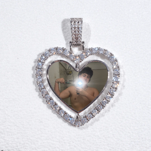 3D Spinning 2-Faced Heart Custom Picture Pendant