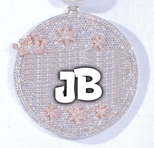 CUSTOM LETTER NECKLACE 3D BIG CROWN DISC