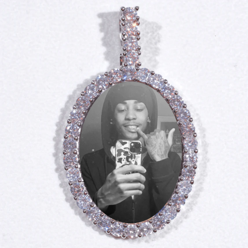 Large 3D Oval Custom Picture Pendant