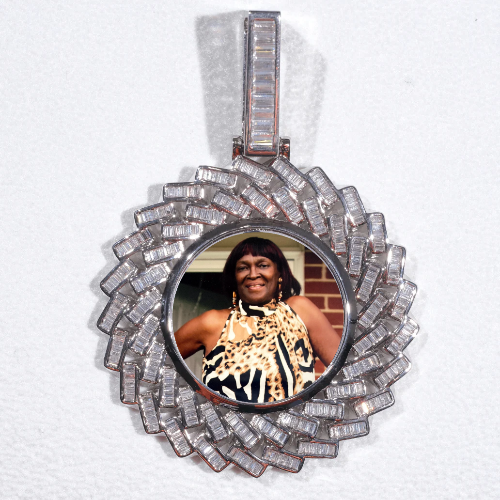 Large 3D Baguette Custom Picture Pendant