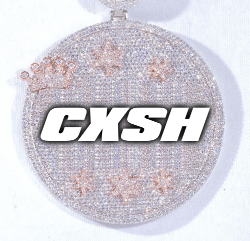 CUSTOM LETTER NECKLACE 3D BIG CROWN DISC