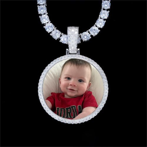 925S & VVS Moissanite 3D Circle Custom Picture Pendant