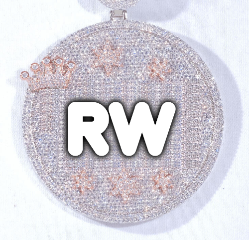 CUSTOM LETTER NECKLACE 3D BIG CROWN DISC
