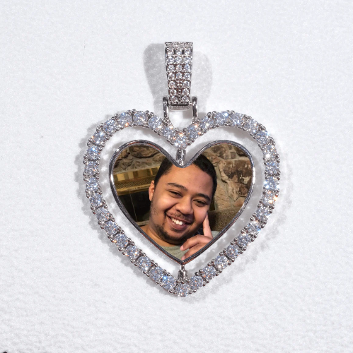 3D Spinning 2-Faced Heart Custom Picture Pendant
