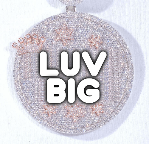 CUSTOM LETTER NECKLACE 3D BIG CROWN DISC