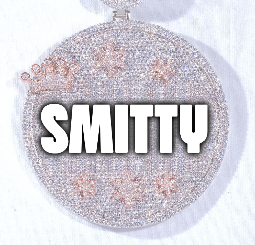 CUSTOM LETTER NECKLACE 3D BIG CROWN DISC