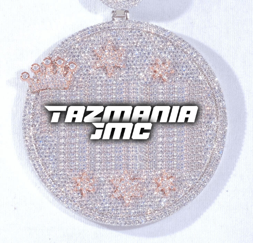 CUSTOM LETTER NECKLACE 3D BIG CROWN DISC