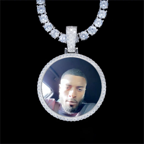 925S & VVS Moissanite 3D Circle Custom Picture Pendant