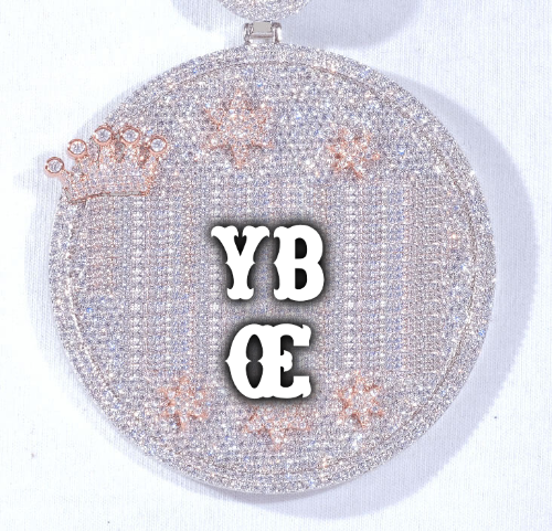 CUSTOM LETTER NECKLACE 3D BIG CROWN DISC