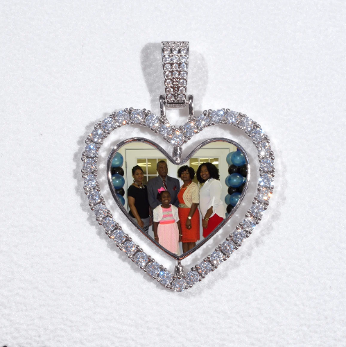 3D Spinning 2-Faced Heart Custom Picture Pendant