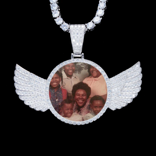 925S & VVS Moissanite 3D Wing Custom Picture Pendant