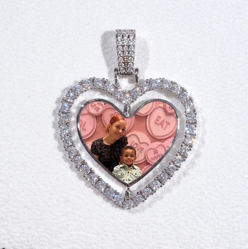 3D Spinning 2-Faced Heart Custom Picture Pendant