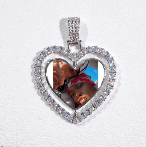 3D Spinning 2-Faced Heart Custom Picture Pendant
