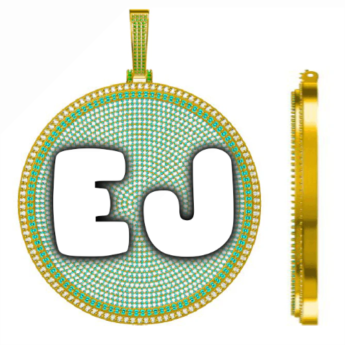 CUSTOM LETTER NECKLACE 3D BIG DISC