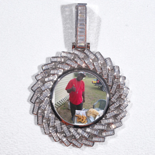 Large 3D Baguette Custom Picture Pendant