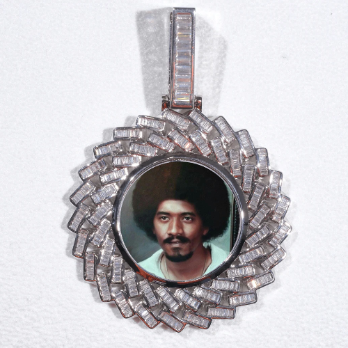 Large 3D Baguette Custom Picture Pendant