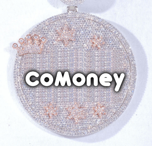 CUSTOM LETTER NECKLACE 3D BIG CROWN DISC
