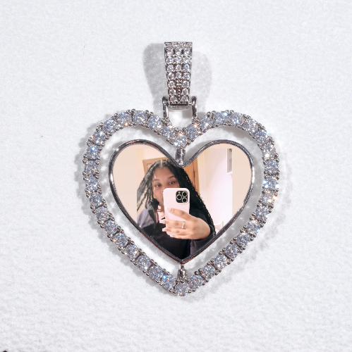 3D Spinning 2-Faced Heart Custom Picture Pendant
