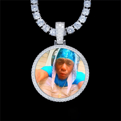 925S & VVS Moissanite 3D Circle Custom Picture Pendant