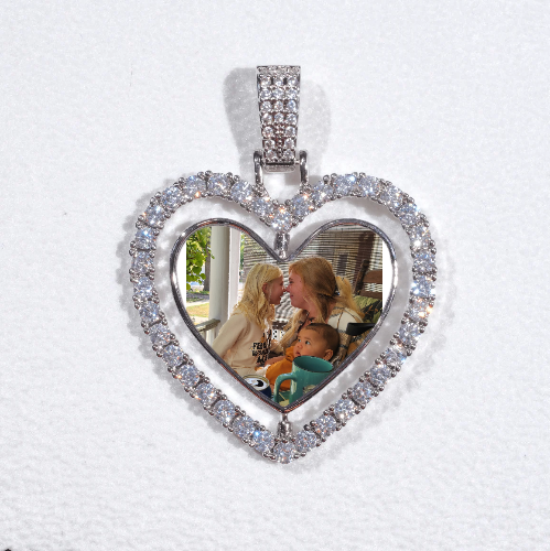 3D Spinning 2-Faced Heart Custom Picture Pendant