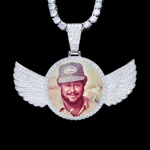 925S & VVS Moissanite 3D Wing Custom Picture Pendant