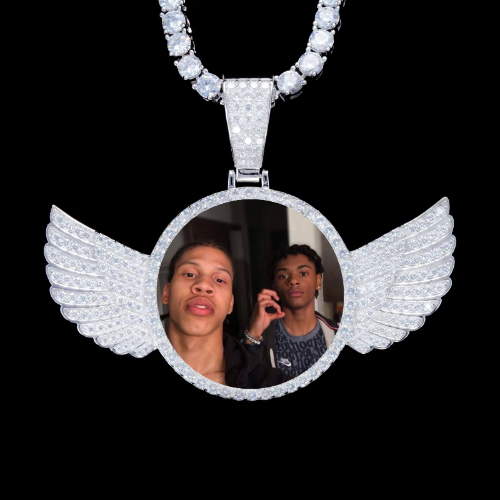 925S & VVS Moissanite 3D Wing Custom Picture Pendant