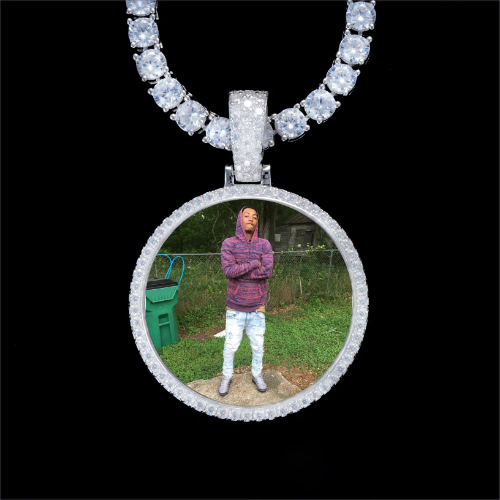 925S & VVS Moissanite 3D Circle Custom Picture Pendant
