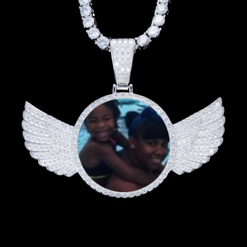 925S & VVS Moissanite 3D Wing Custom Picture Pendant