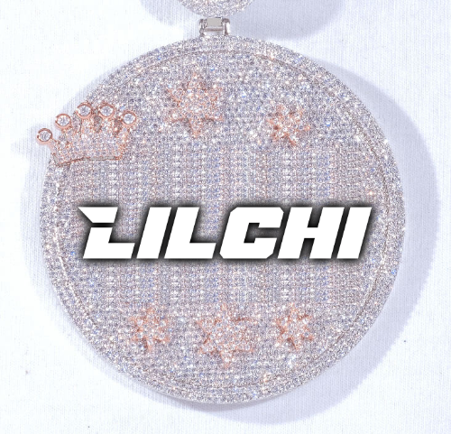 CUSTOM LETTER NECKLACE 3D BIG CROWN DISC
