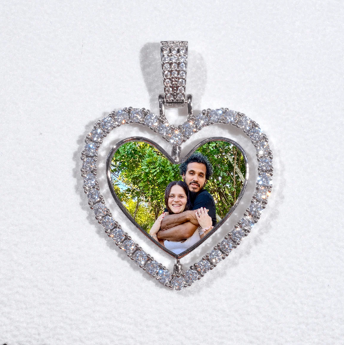 3D Spinning 2-Faced Heart Custom Picture Pendant