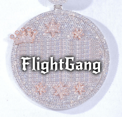 CUSTOM LETTER NECKLACE 3D BIG CROWN DISC