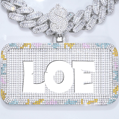 CUSTOM LETTER NECKLACE 3D COLORFUL SQUARE