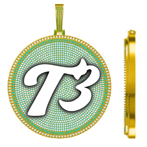 CUSTOM LETTER NECKLACE 3D BIG DISC