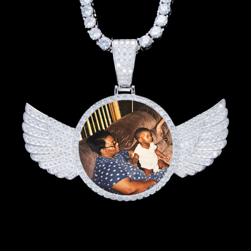 925S & VVS Moissanite 3D Wing Custom Picture Pendant