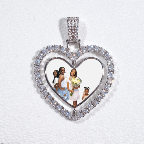 3D Spinning 2-Faced Heart Custom Picture Pendant