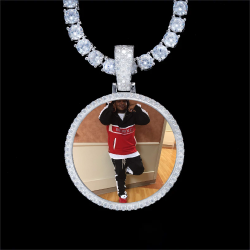 925S & VVS Moissanite 3D Circle Custom Picture Pendant