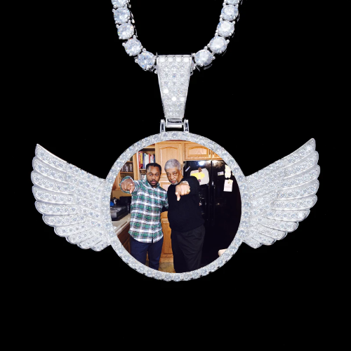 925S & VVS Moissanite 3D Wing Custom Picture Pendant