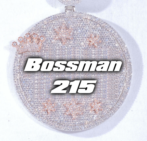 CUSTOM LETTER NECKLACE 3D BIG CROWN DISC